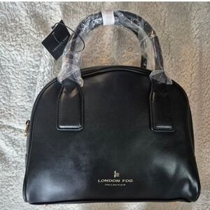 London Fog Mini Smooth PU Satchel Black Crossbody Handbag LFF24744-BLAK New